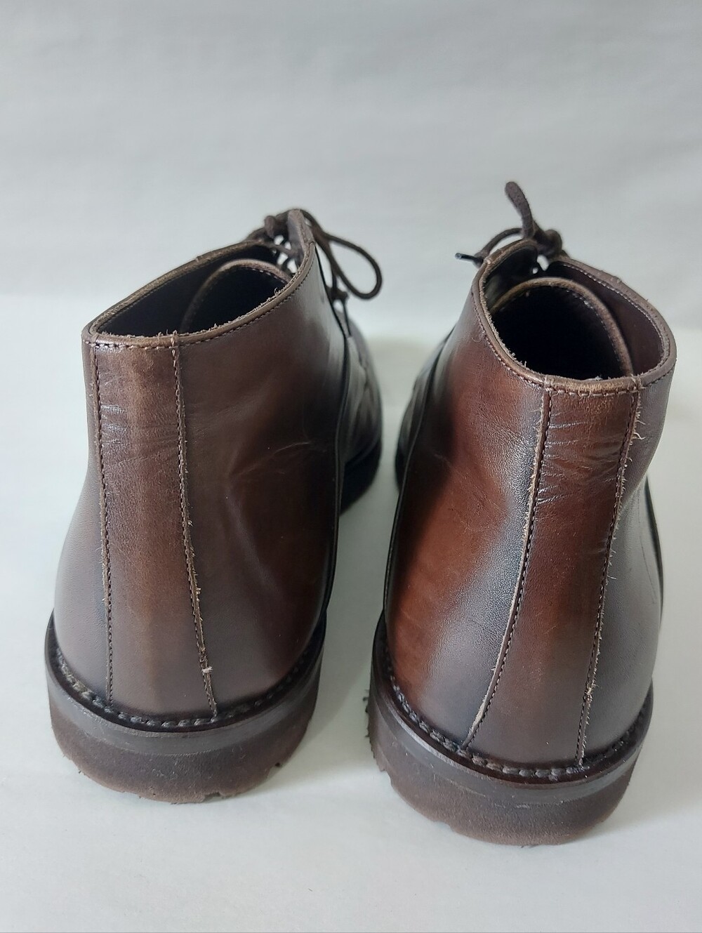 Davids Men Laceup High Ankle Chukka Boots Size 43 EU Brown Leather Comfort Shoes - Picture 5 of 14